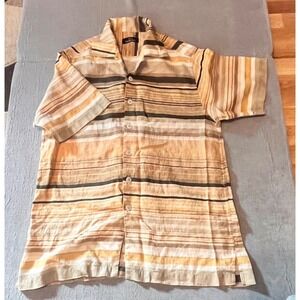 JIM THOMPSON Mens Short Sleeve‎ Striped Linen Button Up Shirt Size S